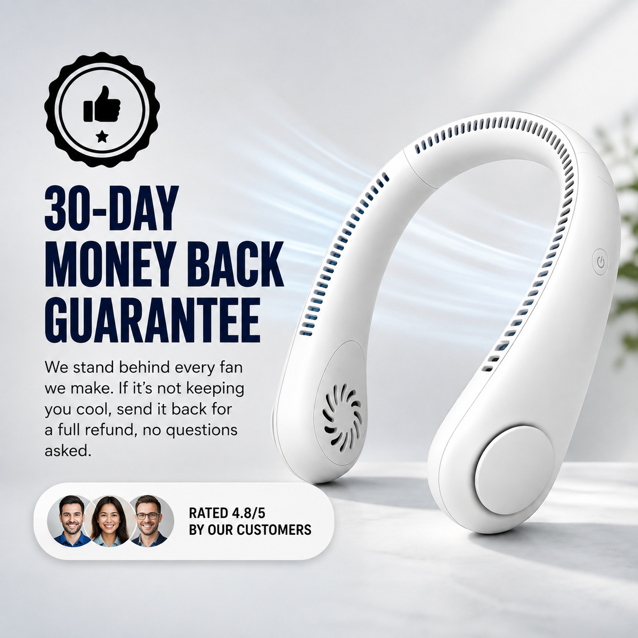 Vaneless Neck Hanging Fan – USB Rechargeable Hands-Free Portable Cooling Fan