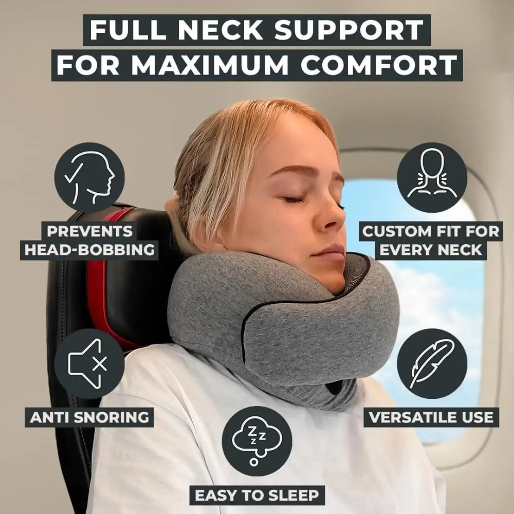 U-Shaped Pillow Snail Style Travel Neck Pillow Memory Foam Travel Neck Support Portable Adjustable Soft Noon Break Sleep Pillows